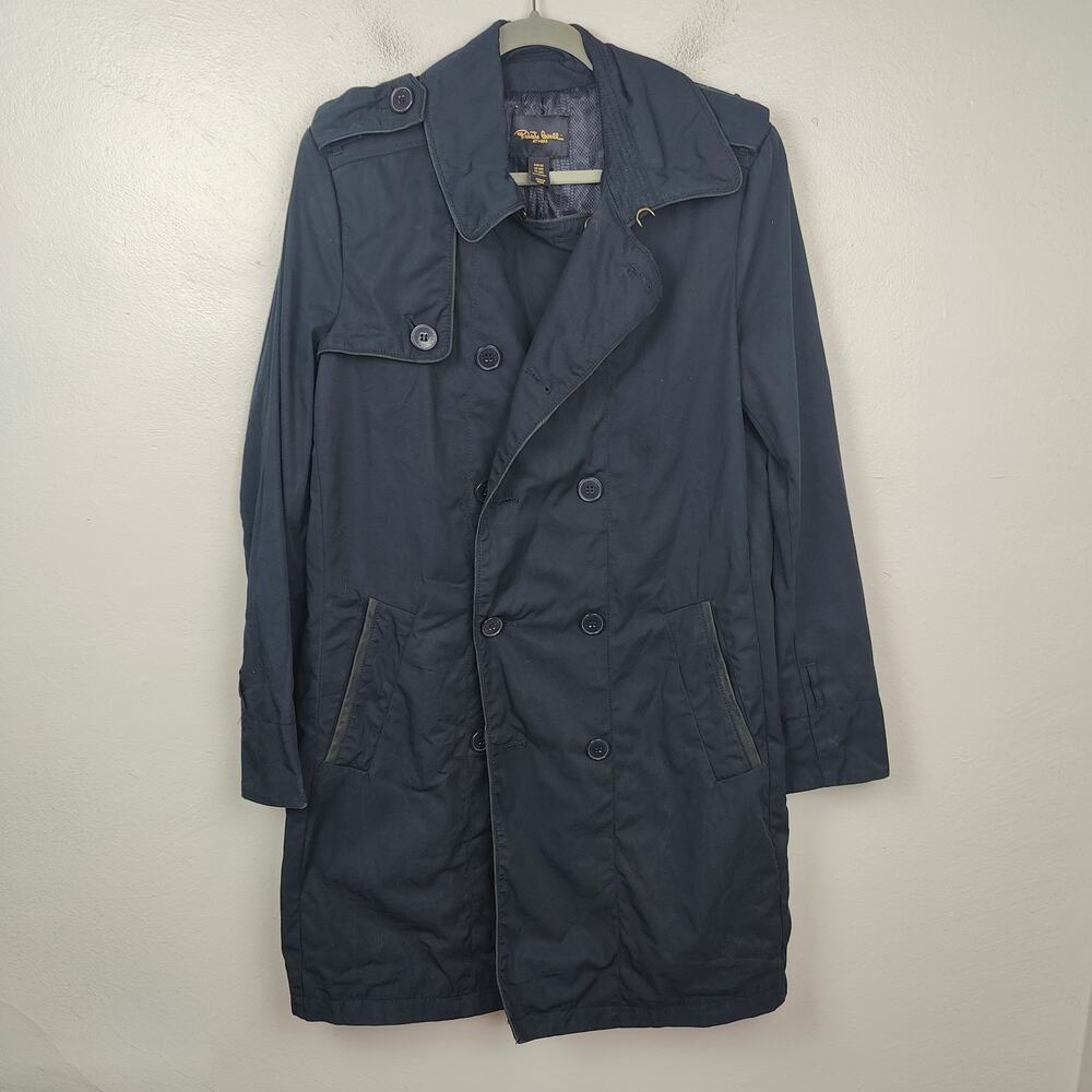 Roberto Cavalli x‎ H&M Trench Coat Mens 38R Black Jacket Canvas Designer Collab